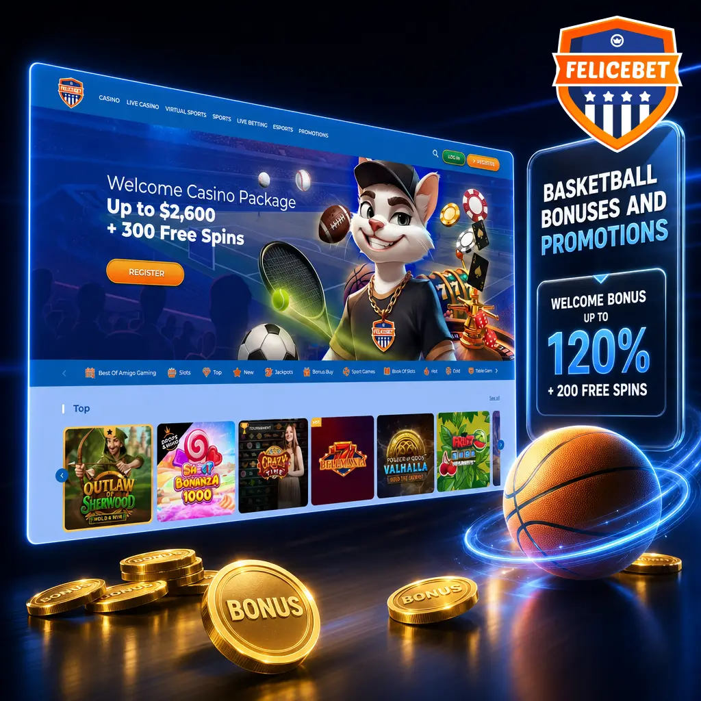 Felicebet basketball bonuses including 150% sports welcome bonus and enhanced odds on NBA and EuroLeague games