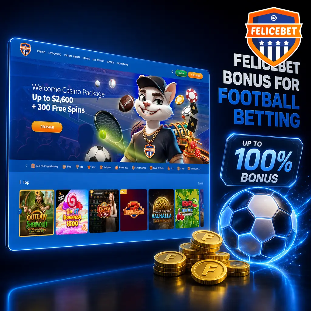 Felicebet sports bonus: 150% up to 250 EUR on first deposit for football betting on Premier League, Champions League, World Cup 2026