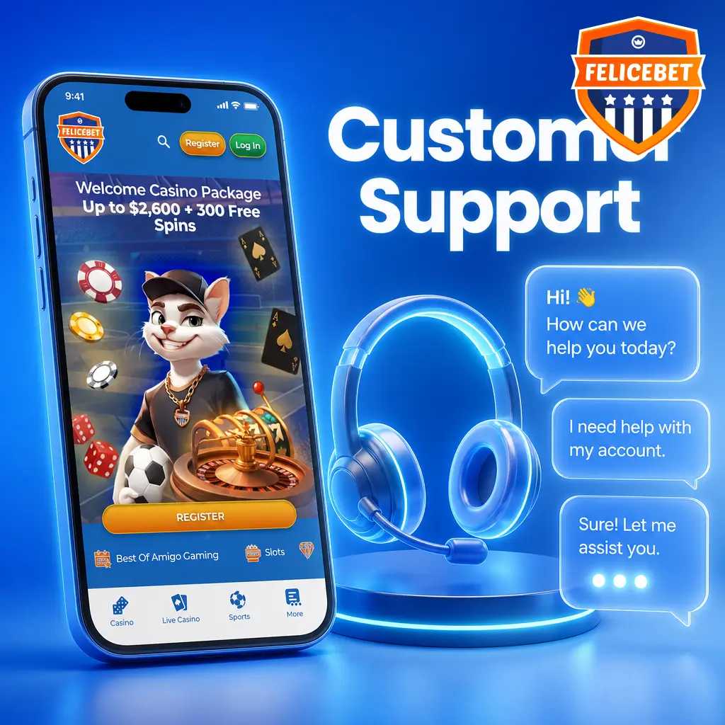 Felicebet 24/7 customer support channels including live chat, email, and FAQ help center for payment inquiries