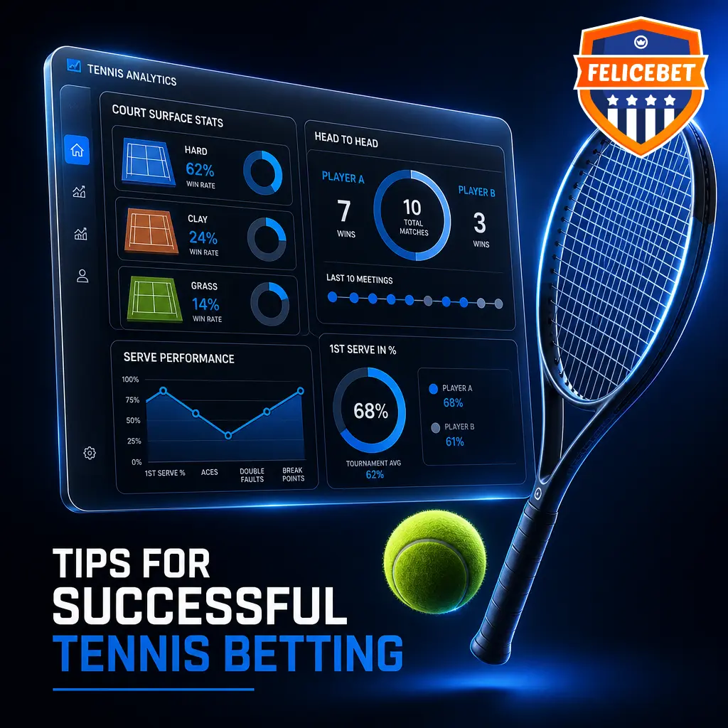 Tips for successful tennis betting including player form, head-to-head records, court surfaces, and bankroll management strategies