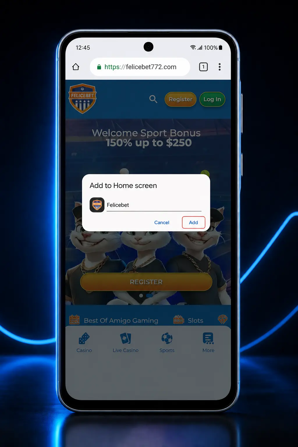 Felicebet APK download and installation steps on Android device showing app setup process