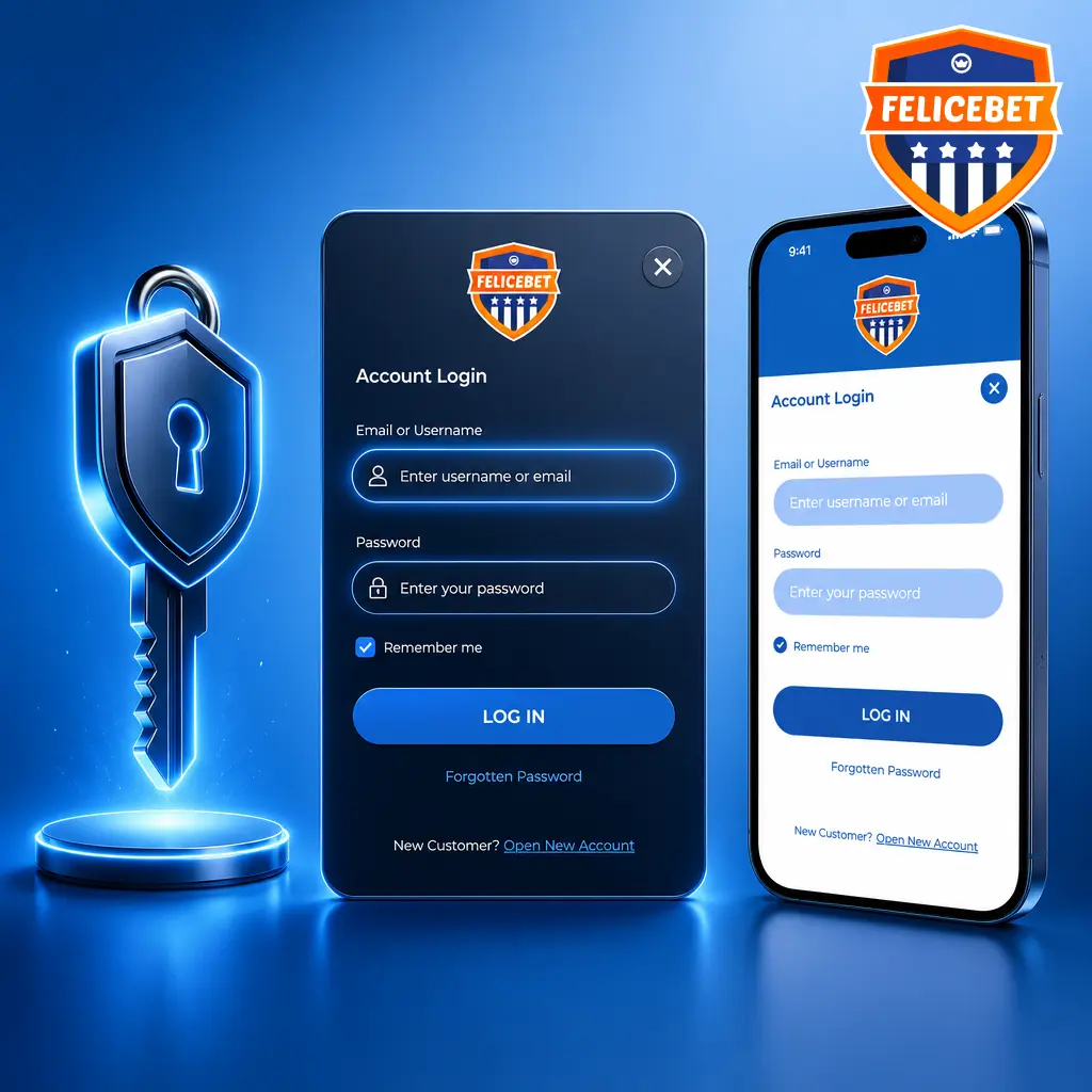 Felicebet login page showing step-by-step account access process on desktop and mobile devices