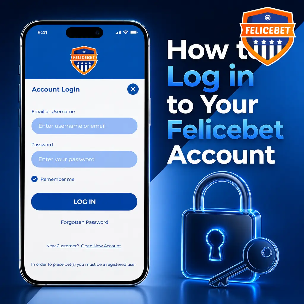Felicebet login page showing the sign-in form with email and password fields on the website dashboard