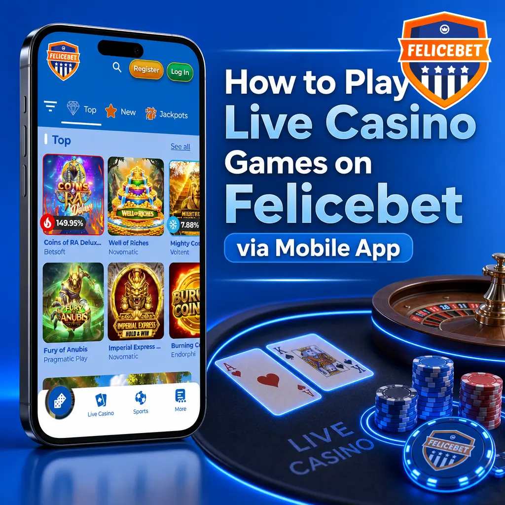 Felicebet mobile app live casino gameplay with HD dealer stream on iOS and Android devices