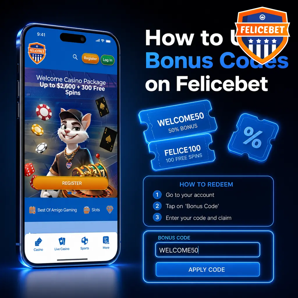 Felicebet cashier deposit screen with promo code field highlighted for entering bonus codes
