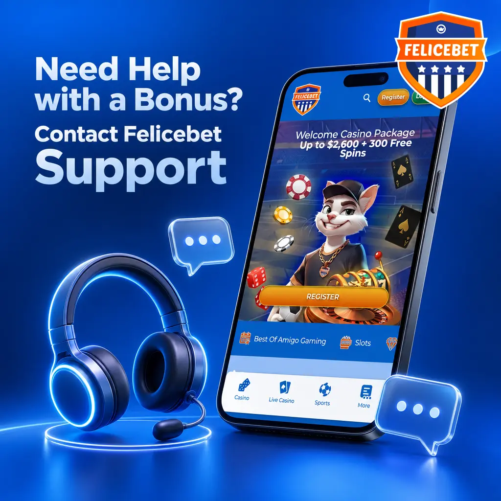 Felicebet support team helping a player resolve a bonus query via live chat on desktop and mobile